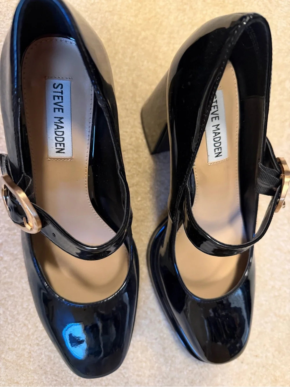 Steve Madden Black Patent Platform Mary Jane Heels
